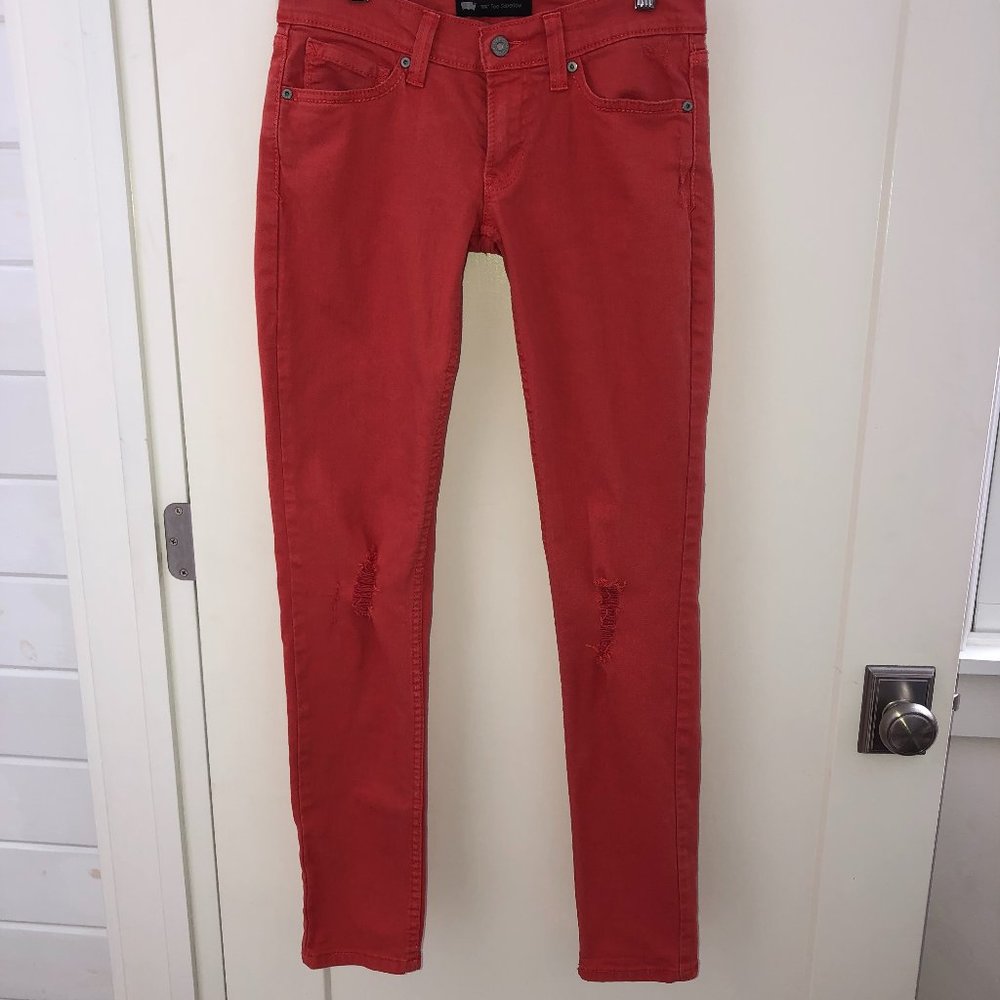 Levi's 524 Too Superlow skinny jeans sz 5M 27x32 EUC dark orange